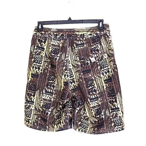 Beach Rays Surf Board Shorts Mens 30 Swim Trunks Hawaiian Tribal Print Brown - Picture 2 of 5